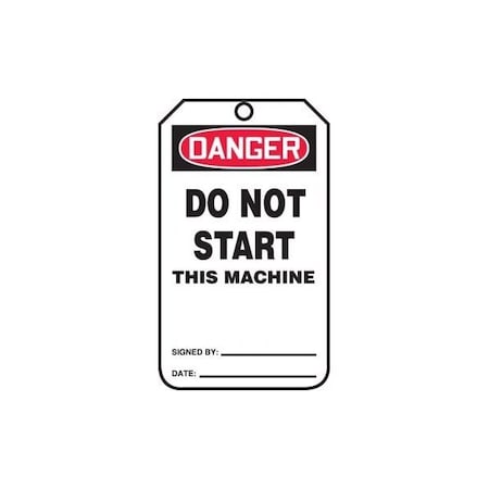 Accuform Safety Tags, DANGER DO NOT START THIS MACHINE, 8.5in x 3.875in, RP-Plastic, 5PK MDT262PTM